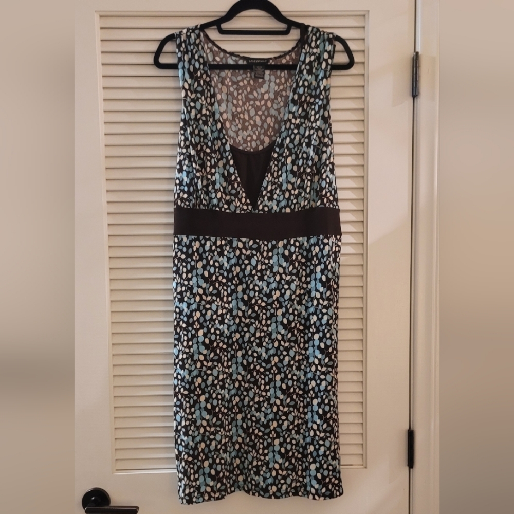 Lane Bryant- (Plus-Size) Leaf Pattern Sleeveless Dress With Back Tie